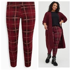 Torrid Burgandy Plaid Premium Leggings